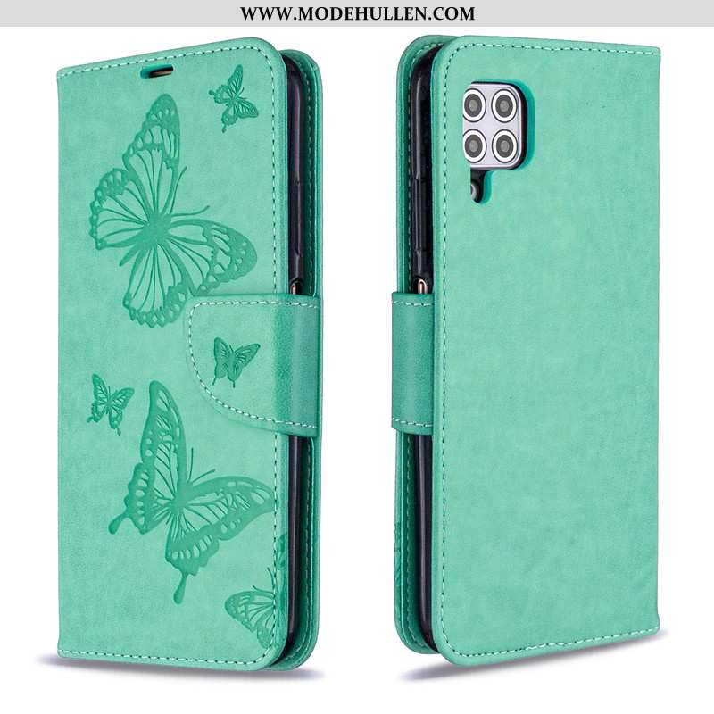 Hülle Huawei P40 Lite Schutz Lederhülle Schmetterling Einfarbig Folio Case Lila