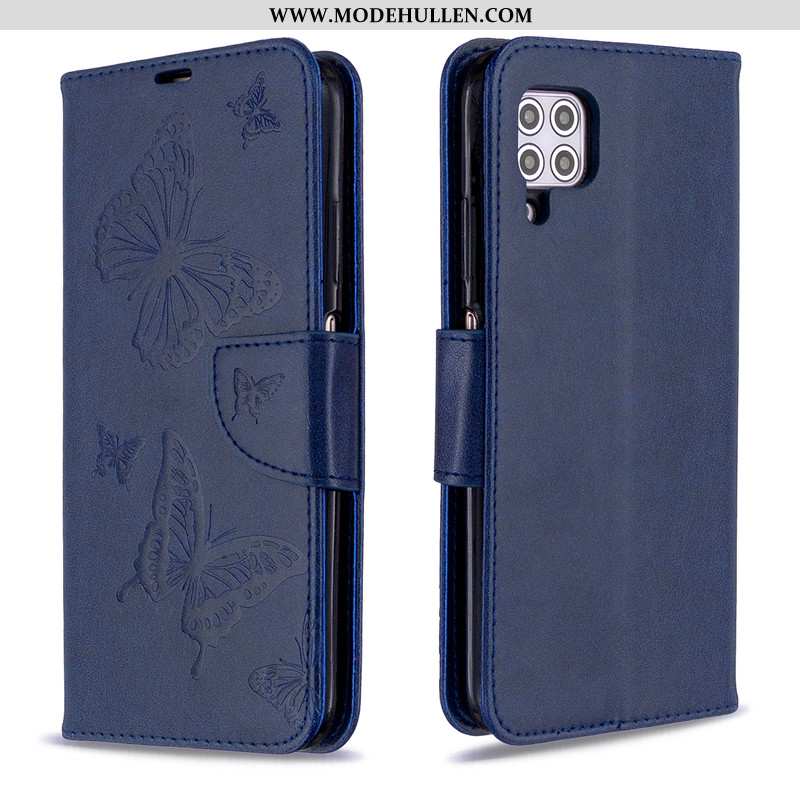 Hülle Huawei P40 Lite Schutz Lederhülle Schmetterling Einfarbig Folio Case Lila