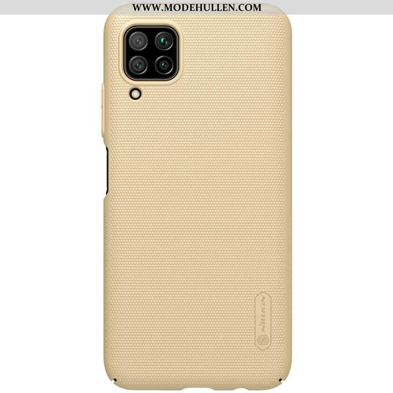 Hülle Huawei P40 Lite Schutz Nubuck Dunkelblau Gold Kratzfest Slim Fit Case