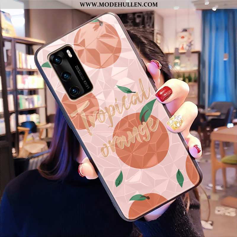 Hülle Huawei P40 Muster Case Blumen Grün Handy Diamantform