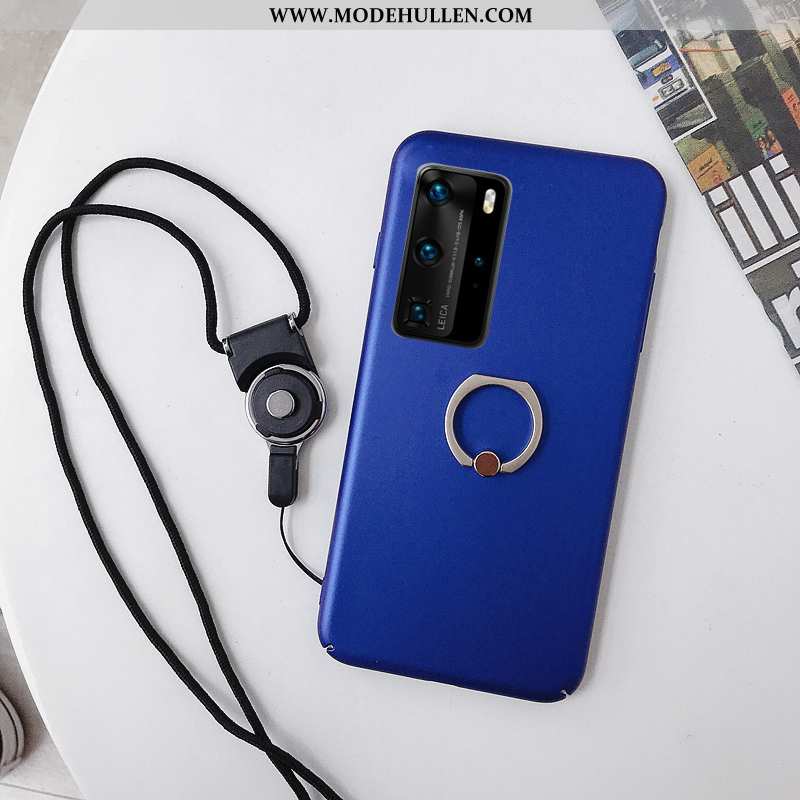 Hülle Huawei P40 Nubuck Hängende Verzierungen Case Schutz Schwer Schnalle Blau