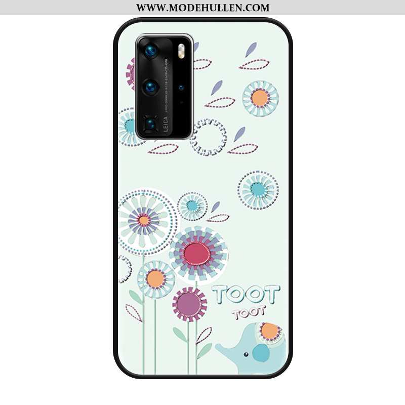 Hülle Huawei P40 Pro Karikatur Nette Handy Silikon Case Groß Nubuck Grün