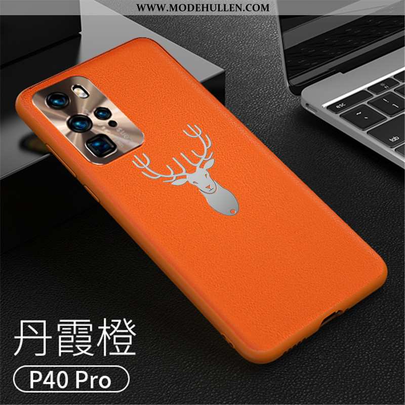 Hülle Huawei P40 Pro Leder Trend Kreativ Silikon Case Dünne Orange