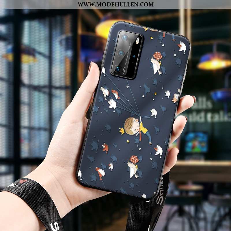 Hülle Huawei P40 Pro Persönlichkeit Kreativ Silikon Case Weiche Alles Inklusive Handy Dunkelblau