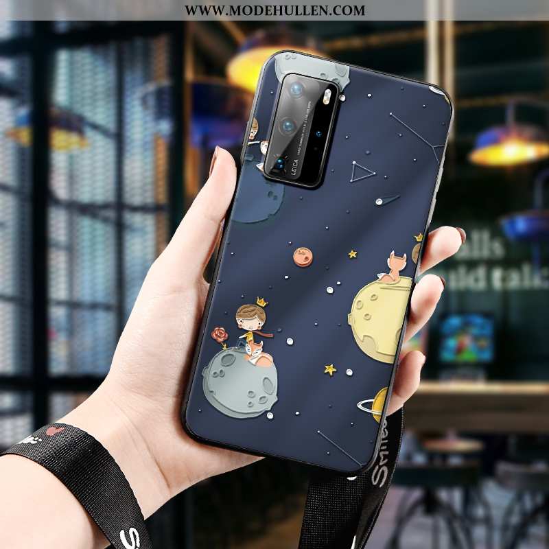 Hülle Huawei P40 Pro Persönlichkeit Kreativ Silikon Case Weiche Alles Inklusive Handy Dunkelblau