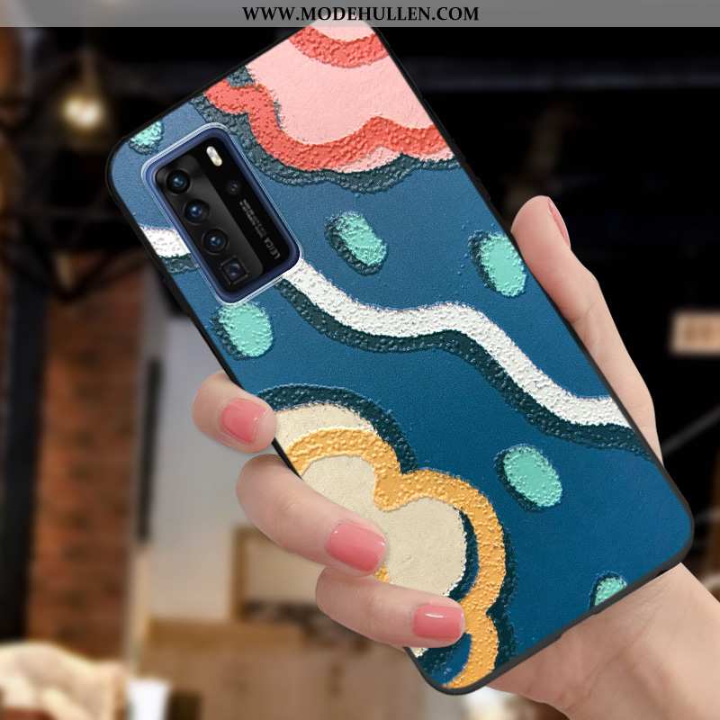 Hülle Huawei P40 Pro Persönlichkeit Kreativ Trend Nette Nubuck Prägung Schutz Lila