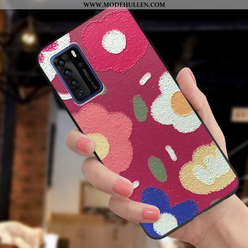 Hülle Huawei P40 Pro Persönlichkeit Kreativ Trend Nette Nubuck Prägung Schutz Lila