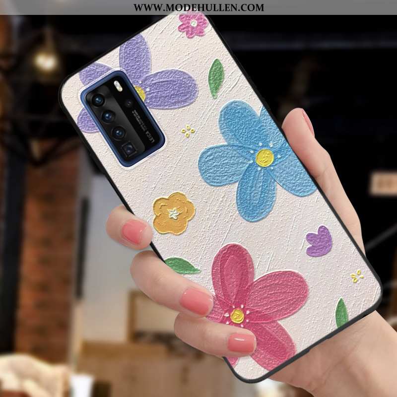 Hülle Huawei P40 Pro Persönlichkeit Kreativ Trend Nette Nubuck Prägung Schutz Lila