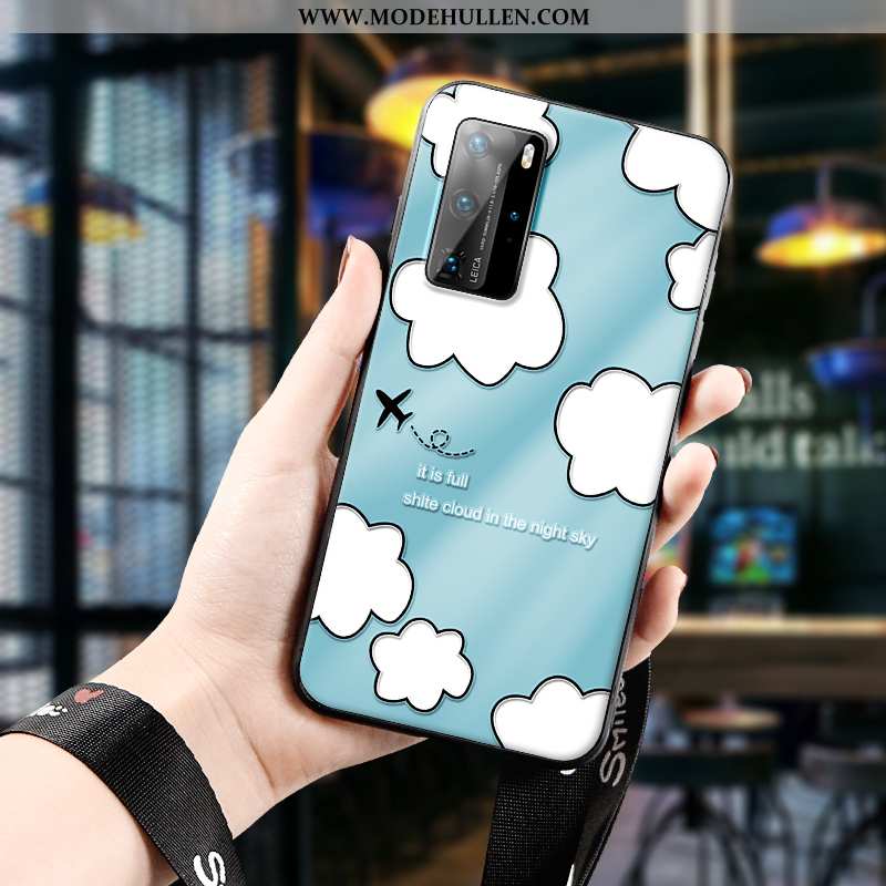 Hülle Huawei P40 Pro Prägung Nette Dreidimensional Weiche Trend Case Grün