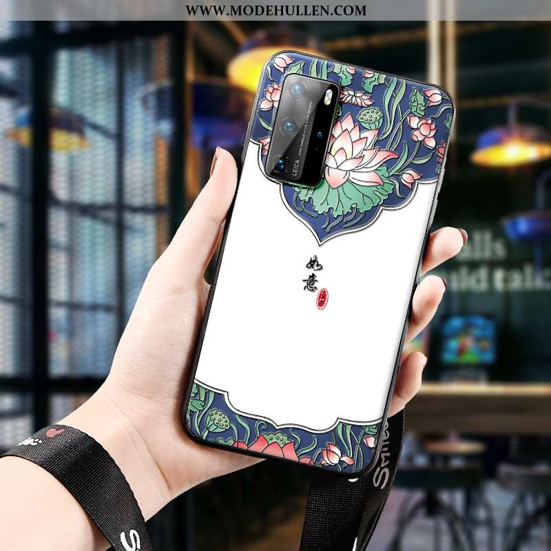 Hülle Huawei P40 Pro Silikon Schutz Anti-sturz Trend Neu Chinesische Art Handy Weiße