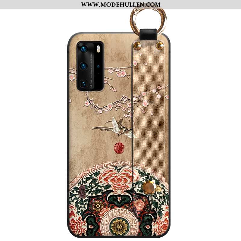 Hülle Huawei P40 Pro Weiche Schutz Prägung Anti-sturz Handy Chinesische Art Beige