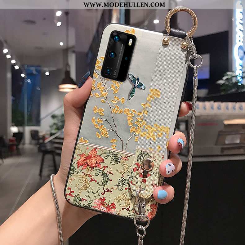 Hülle Huawei P40 Pro Weiche Schutz Prägung Anti-sturz Handy Chinesische Art Beige