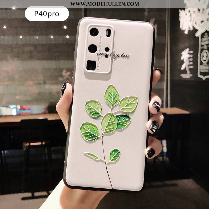 Hülle Huawei P40 Pro Weiche Schutz Prägung Einfach Grün Nubuck Case