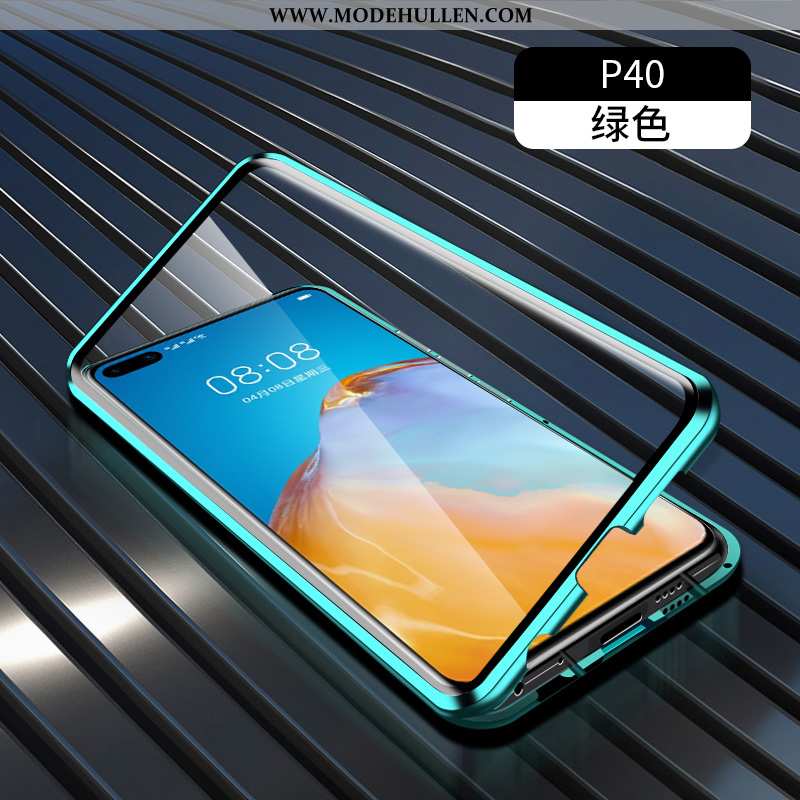 Hülle Huawei P40 Schutz Glas Grenze Magnetismus Metall Doppelseitig Grün