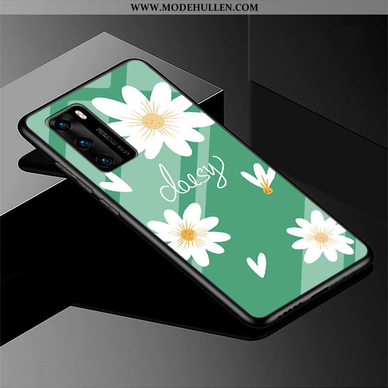 Hülle Huawei P40 Silikon Schutz Europa Neu Einfassung Einfach Blumen Grün