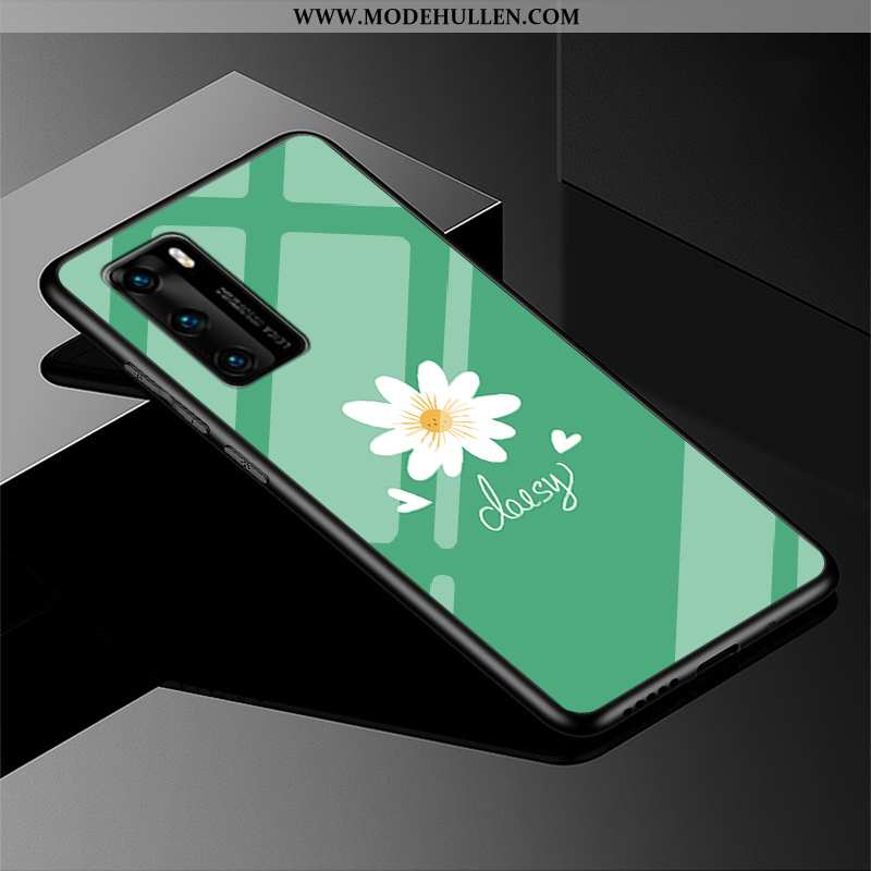 Hülle Huawei P40 Silikon Schutz Europa Neu Einfassung Einfach Blumen Grün