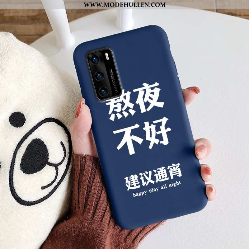 Hülle Huawei P40 Silikon Schutz Neu Dunkelblau Case Handy Einfach