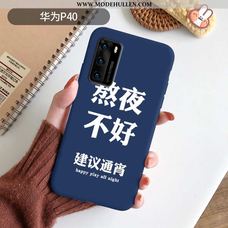 Hülle Huawei P40 Silikon Schutz Neu Dunkelblau Case Handy Einfach