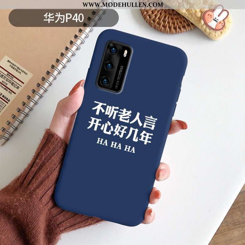 Hülle Huawei P40 Silikon Schutz Neu Dunkelblau Case Handy Einfach