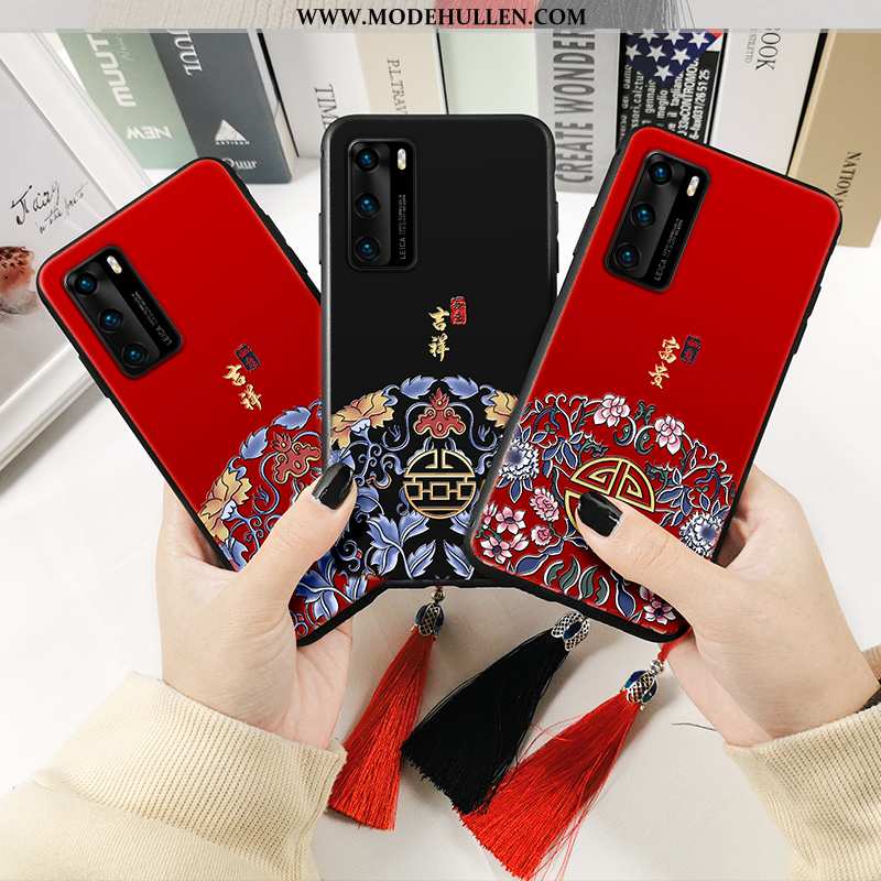 Hülle Huawei P40 Weiche Schutz Case Rot Handy Rote