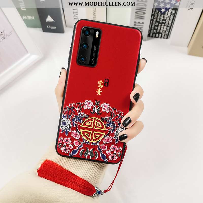 Hülle Huawei P40 Weiche Schutz Case Rot Handy Rote