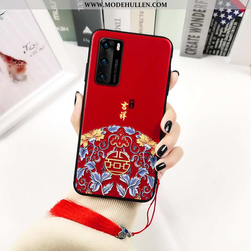 Hülle Huawei P40 Weiche Schutz Case Rot Handy Rote