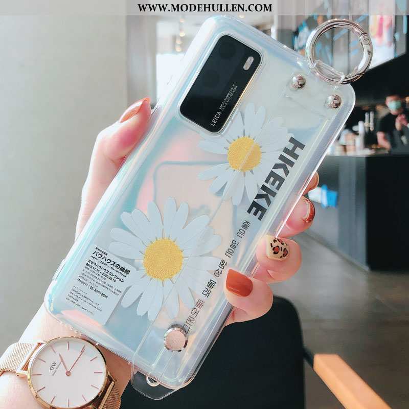 Hülle Huawei P40 Weiche Silikon Transparent Frisch Neu Trend Chrysanthemes Rosa