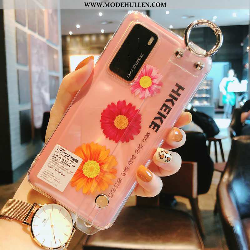 Hülle Huawei P40 Weiche Silikon Transparent Frisch Neu Trend Chrysanthemes Rosa