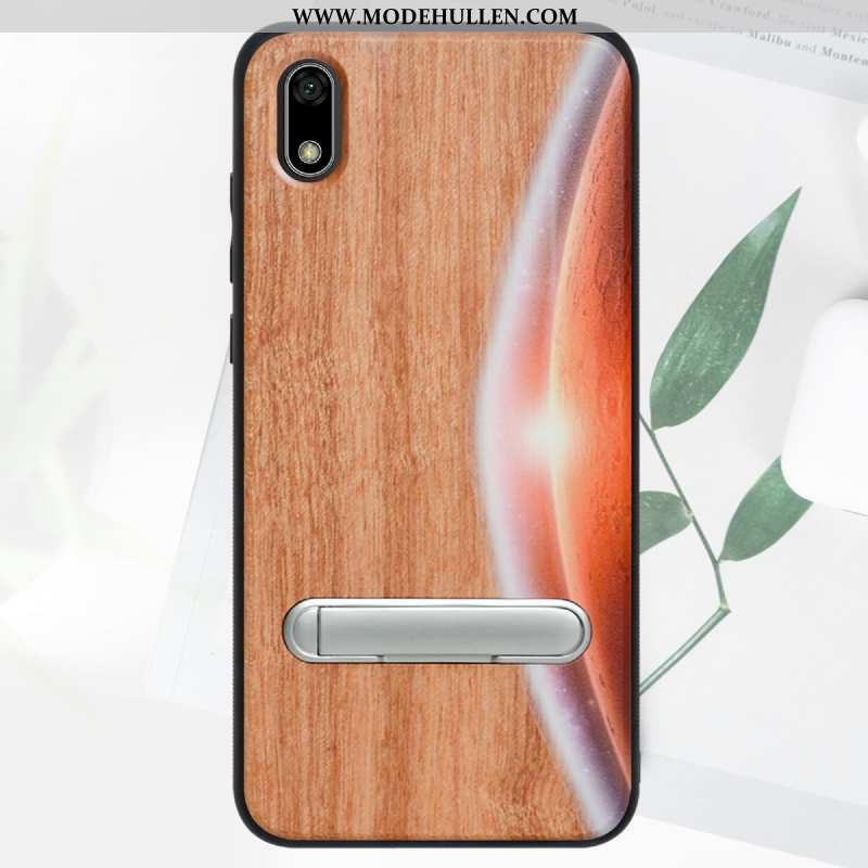 Hülle Huawei Y5 2020 Aus Holz Schutz Case Qualität Blau Muster Handy