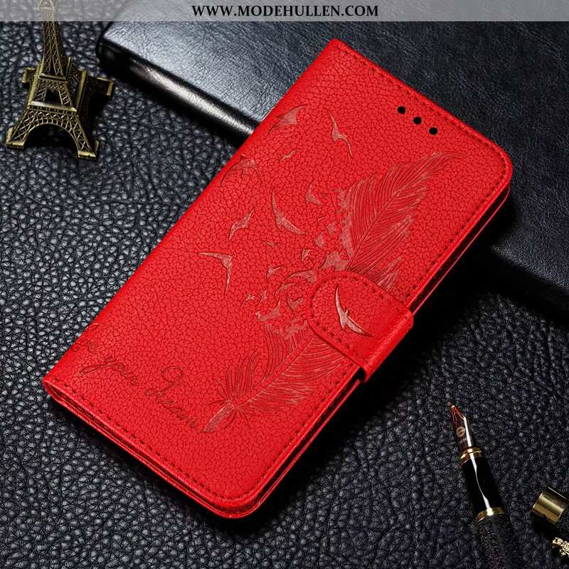 Hülle Huawei Y5p Lederhülle Geldbörse Handy Alles Inklusive Rot Clamshell Rote
