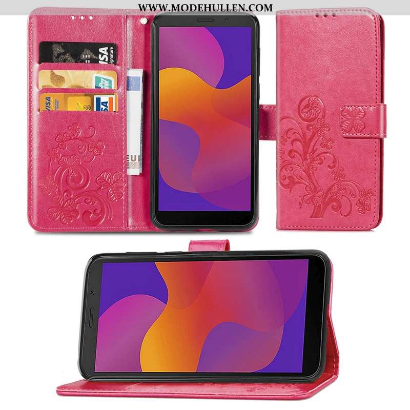 Hülle Huawei Y5p Lederhülle Rosa Einfassung Anti-sturz Clamshell Handy