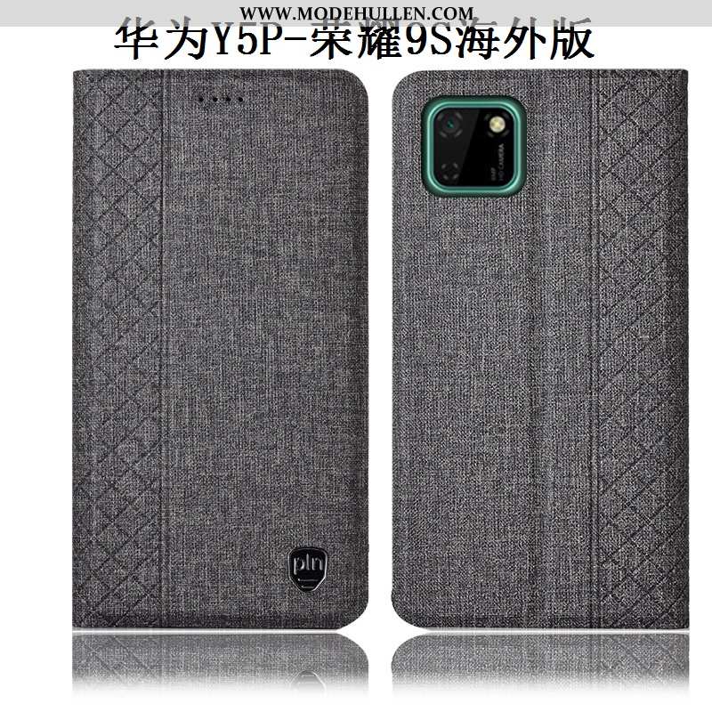 Hülle Huawei Y5p Lederhülle Schutz Anti-sturz Baumwolle Und Leinen Handy Grau