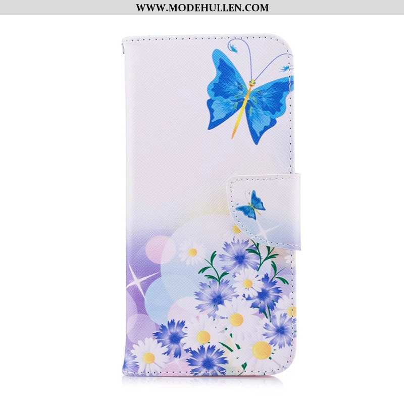 Hülle Huawei Y5p Schutz Lederhülle Case Handy Folio Gemalt Weiß Weiße