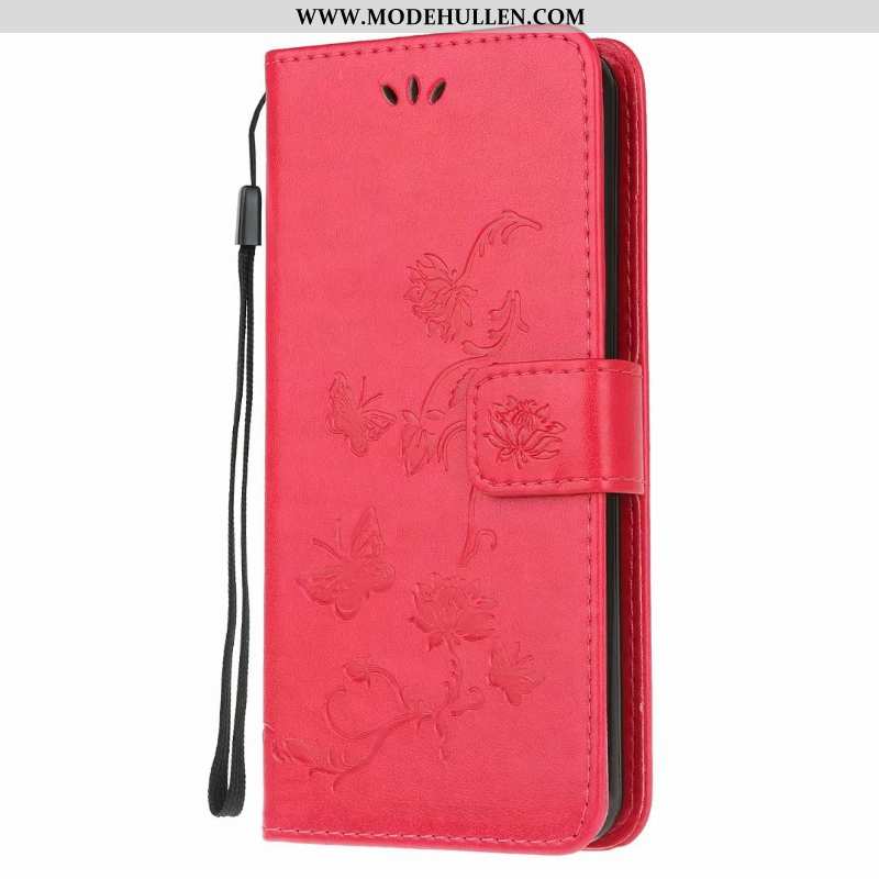 Hülle Huawei Y5p Weiche Lederhülle Handy Anti-sturz Rosa Schmetterling Clamshell