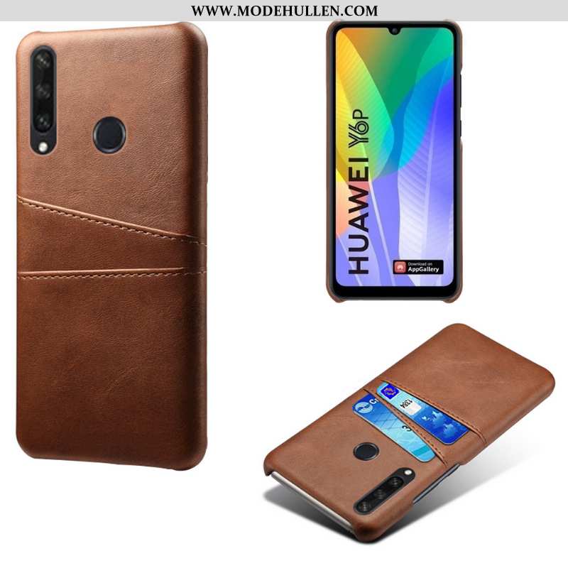 Hülle Huawei Y6p Lederhülle Leder Handy Schwarz Case Dünne