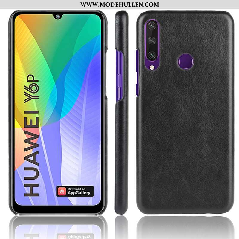 Hülle Huawei Y6p Muster Schutz Case Litchi Handy Schwer Braun