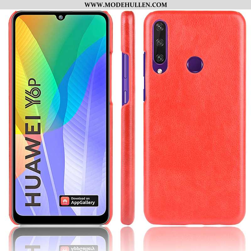 Hülle Huawei Y6p Muster Schutz Case Litchi Handy Schwer Braun