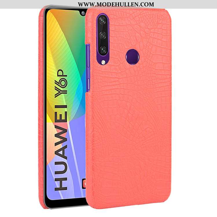 Hülle Huawei Y6p Muster Trend Krokodilmuster Handy Leder Schwer Case Blau