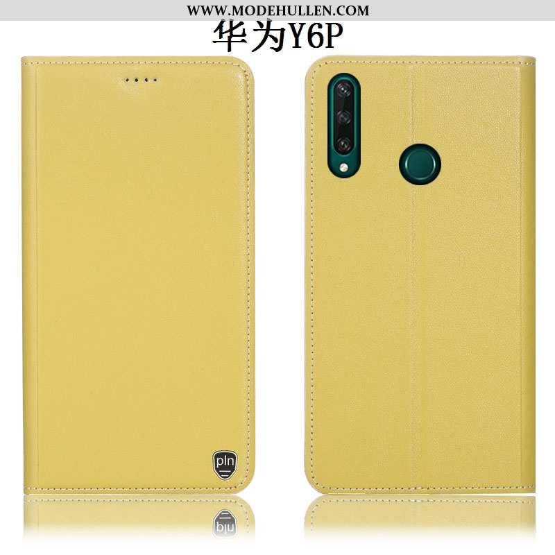 Hülle Huawei Y6p Schutz Echt Leder Anti-sturz Gelb Alles Inklusive Handy Gelbe