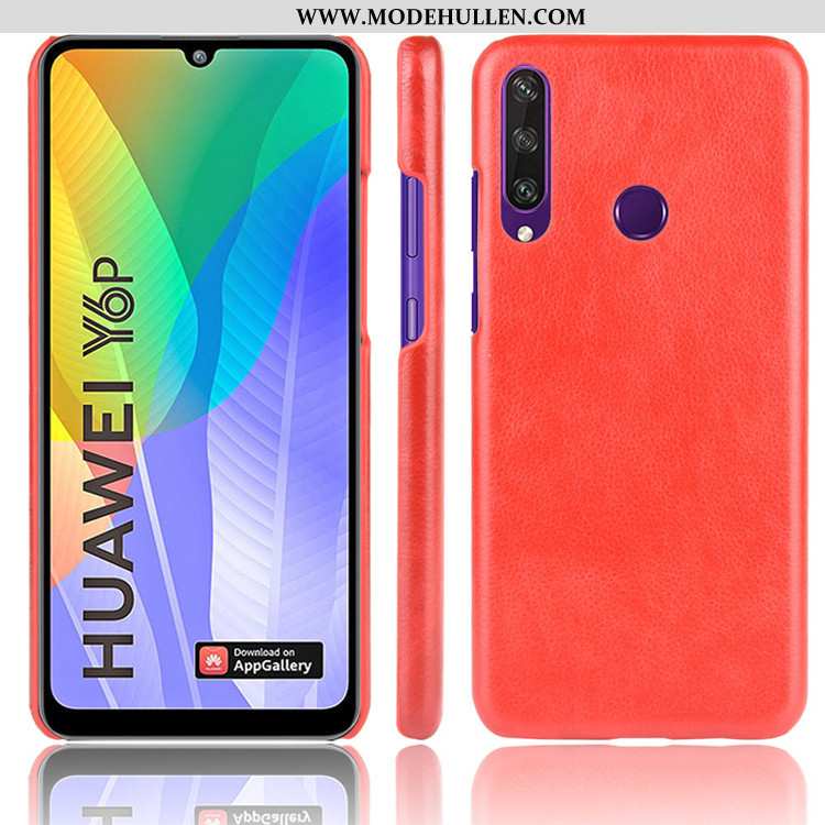 Hülle Huawei Y6p Schutz Leder Case Anti-sturz Trend Litchi Schwarz