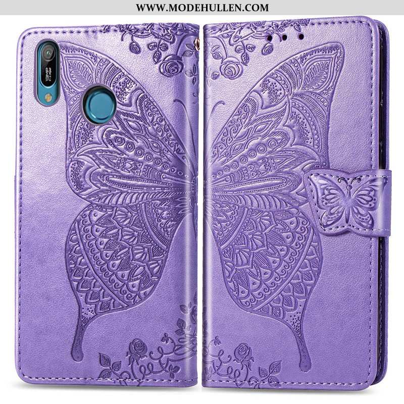 Hülle Huawei Y6s Schutz Lederhülle Prägung Case Folio Schmetterling Rosa