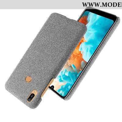 Hülle Huawei Y6s Schutz Nubuck Case Stoff Grau Muster