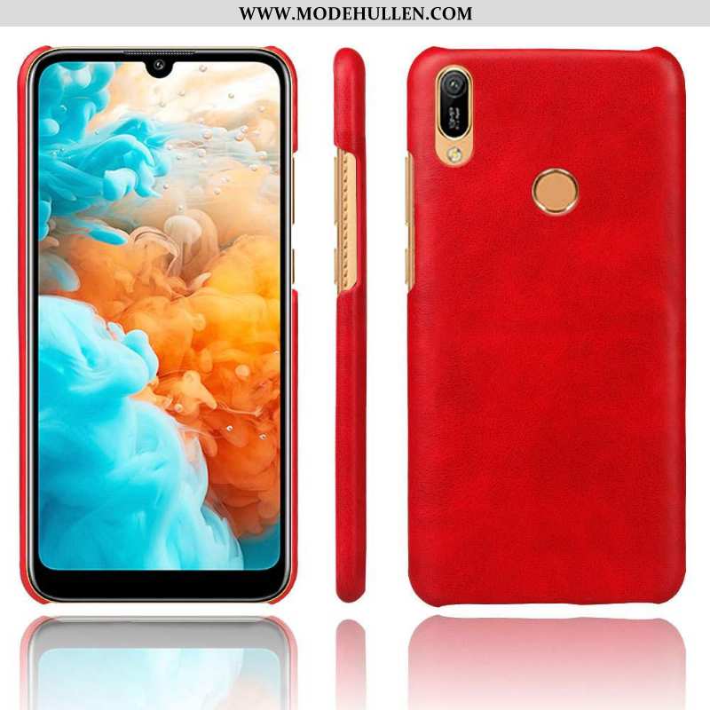 Hülle Huawei Y6s Super Dünne Schwer Leder Anti-sturz Case Nubuck Rote