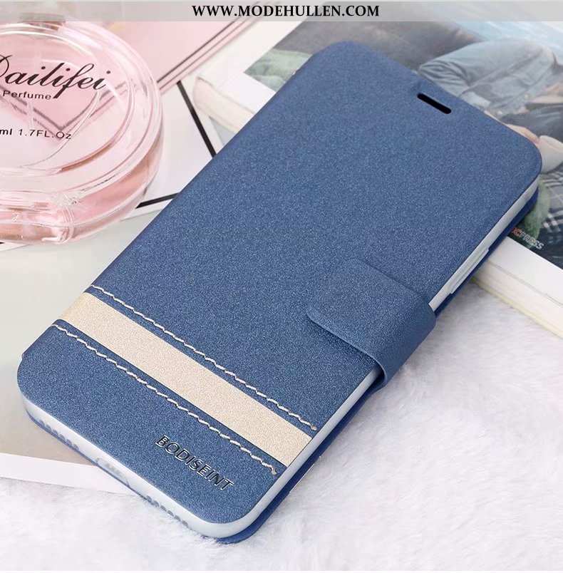 Hülle Huawei Y7 2020 Lederhülle Weiche Case Clamshell Grau Handy Anti-sturz