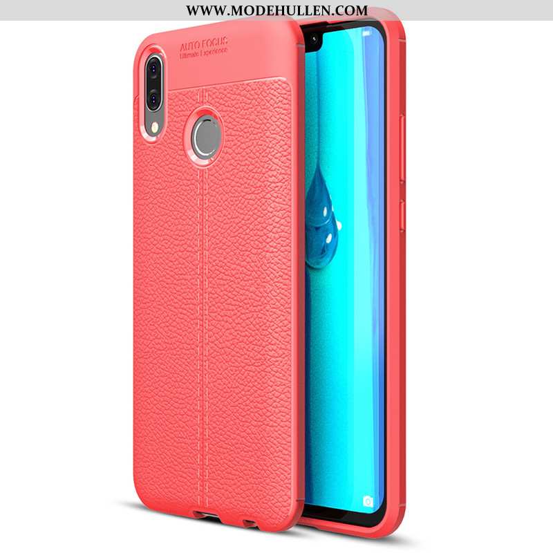 Hülle Huawei Y7 2020 Muster Weiche Leder Case Schutz Handy Dunkelblau