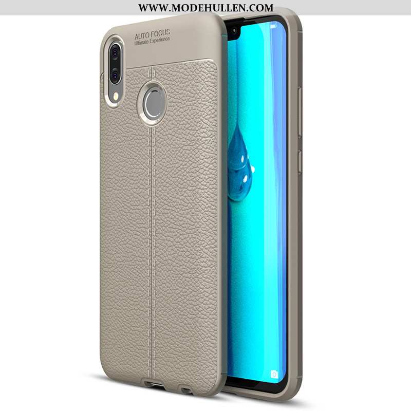 Hülle Huawei Y7 2020 Muster Weiche Leder Case Schutz Handy Dunkelblau