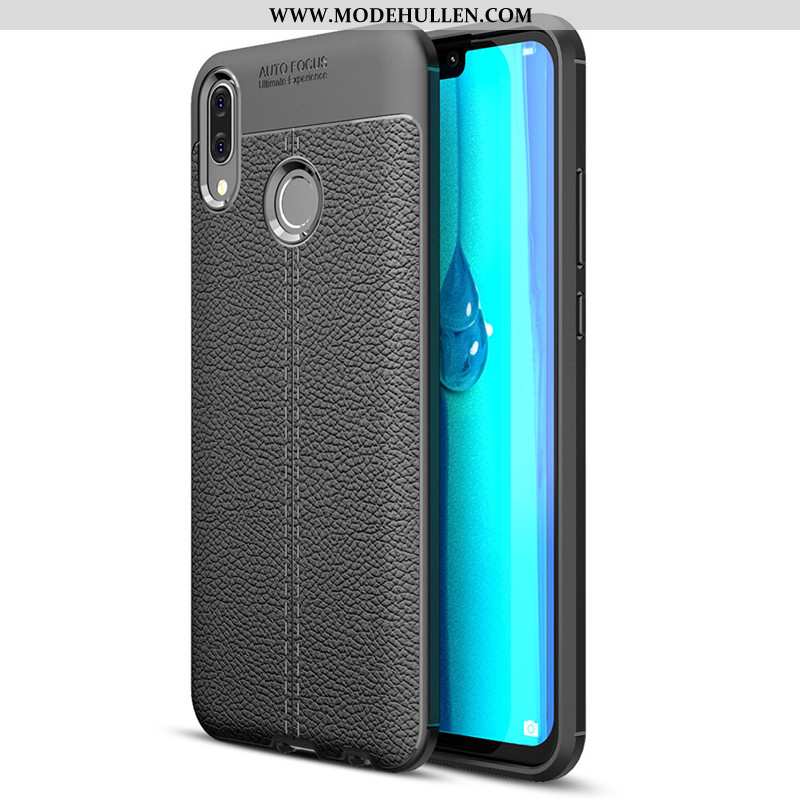 Hülle Huawei Y7 2020 Muster Weiche Leder Case Schutz Handy Dunkelblau