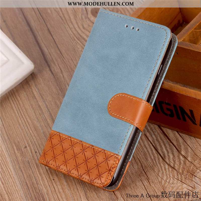 Hülle Huawei Y7 2020 Schutz Lederhülle Blau Folio Case Handy Trend