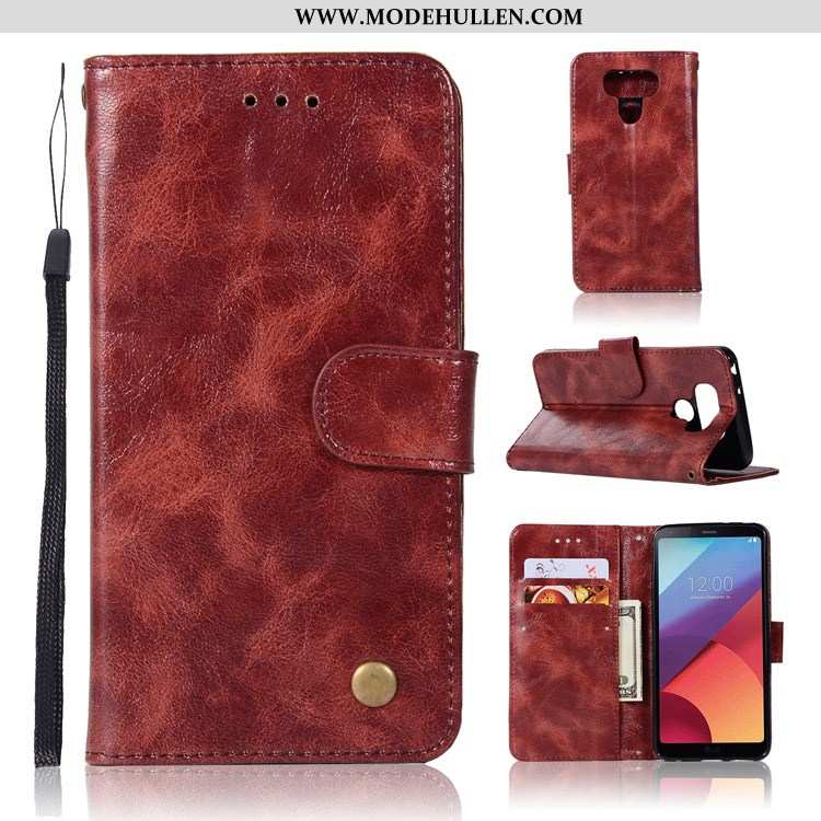 Hülle Lg G6 Schutz Lederhülle Clamshell Grau Retro Case