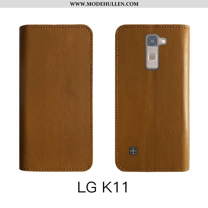 Hülle Lg K11 Schutz Echt Leder Case Weiche Folio Einfach Braun